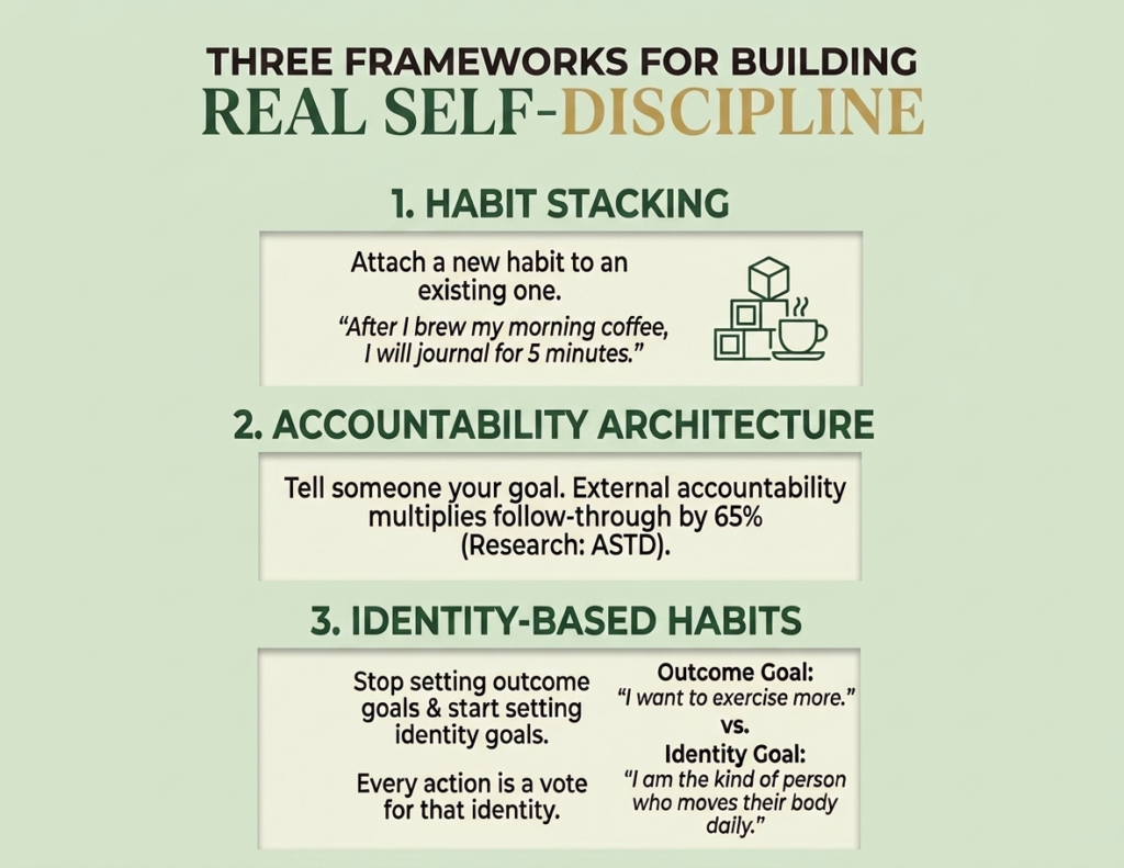 Three frameworks for building real self-discipline